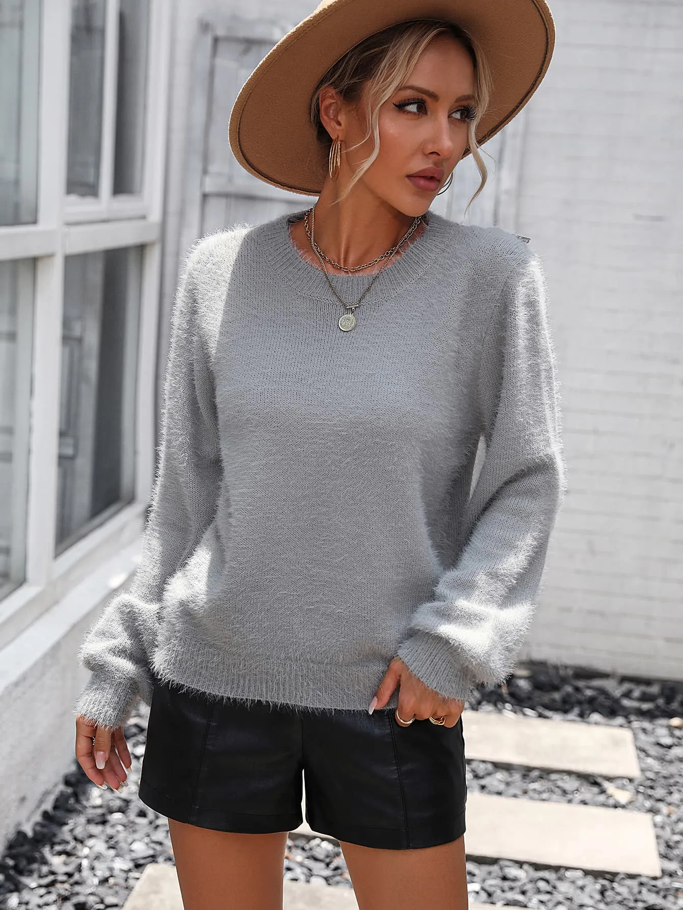 Nora Lace Detail Cutout Long Sleeve Pullover Sweater