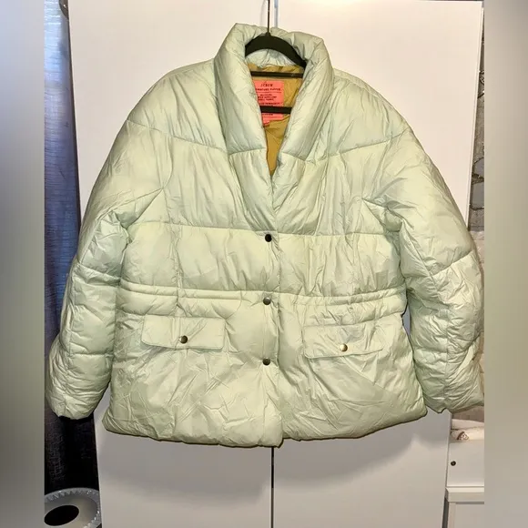 NWT J Crew Alps Puffer LIGHTWEIGHT Jacket LIGHT MINT SIZE L​