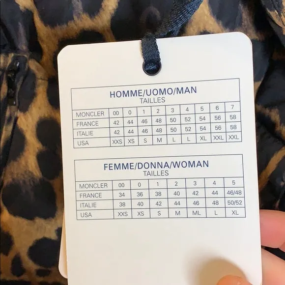 NWT Moncler Caille Leopard Down Puffer Jacket