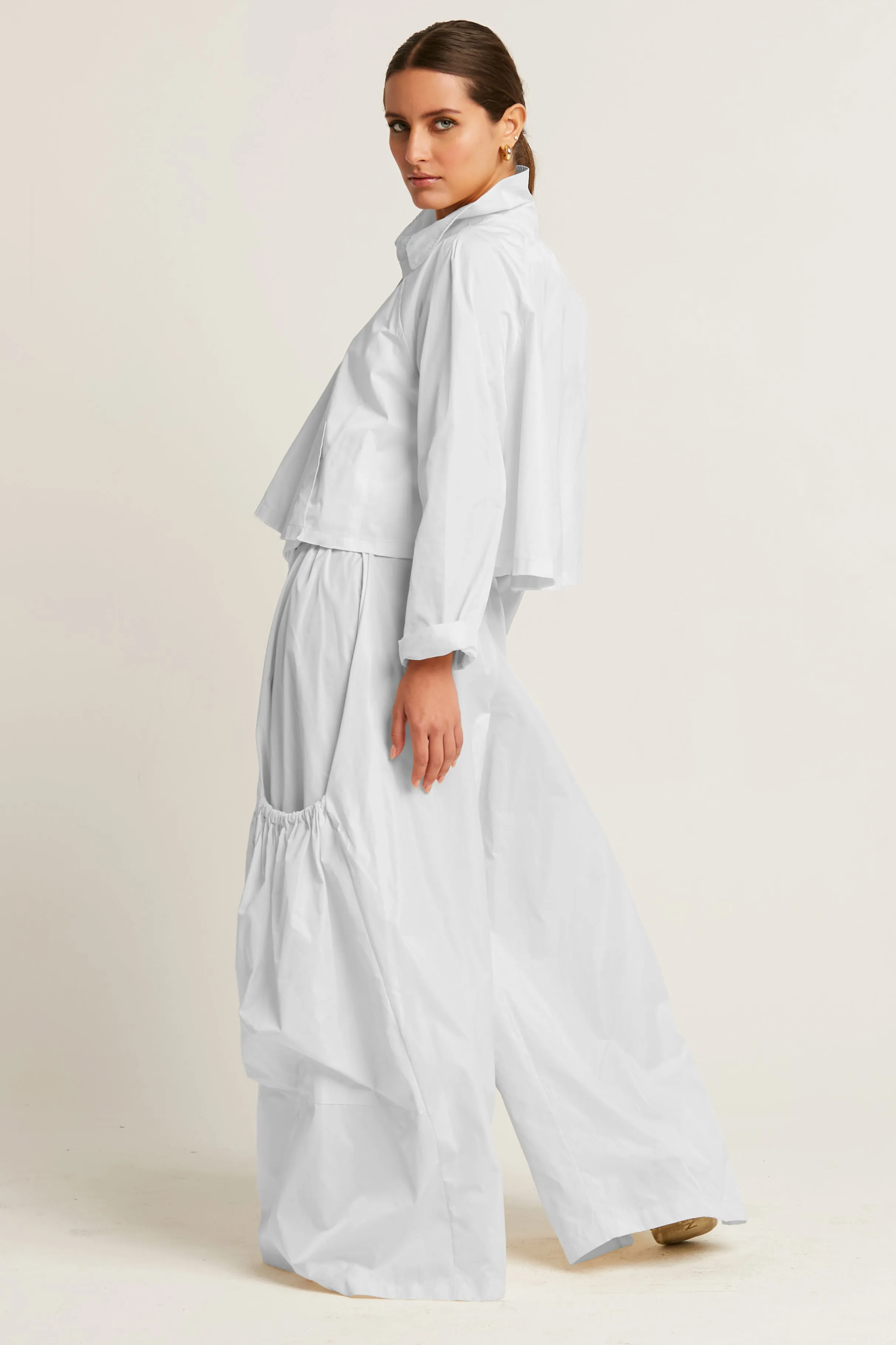 Nylon Cropped Swing Jacket