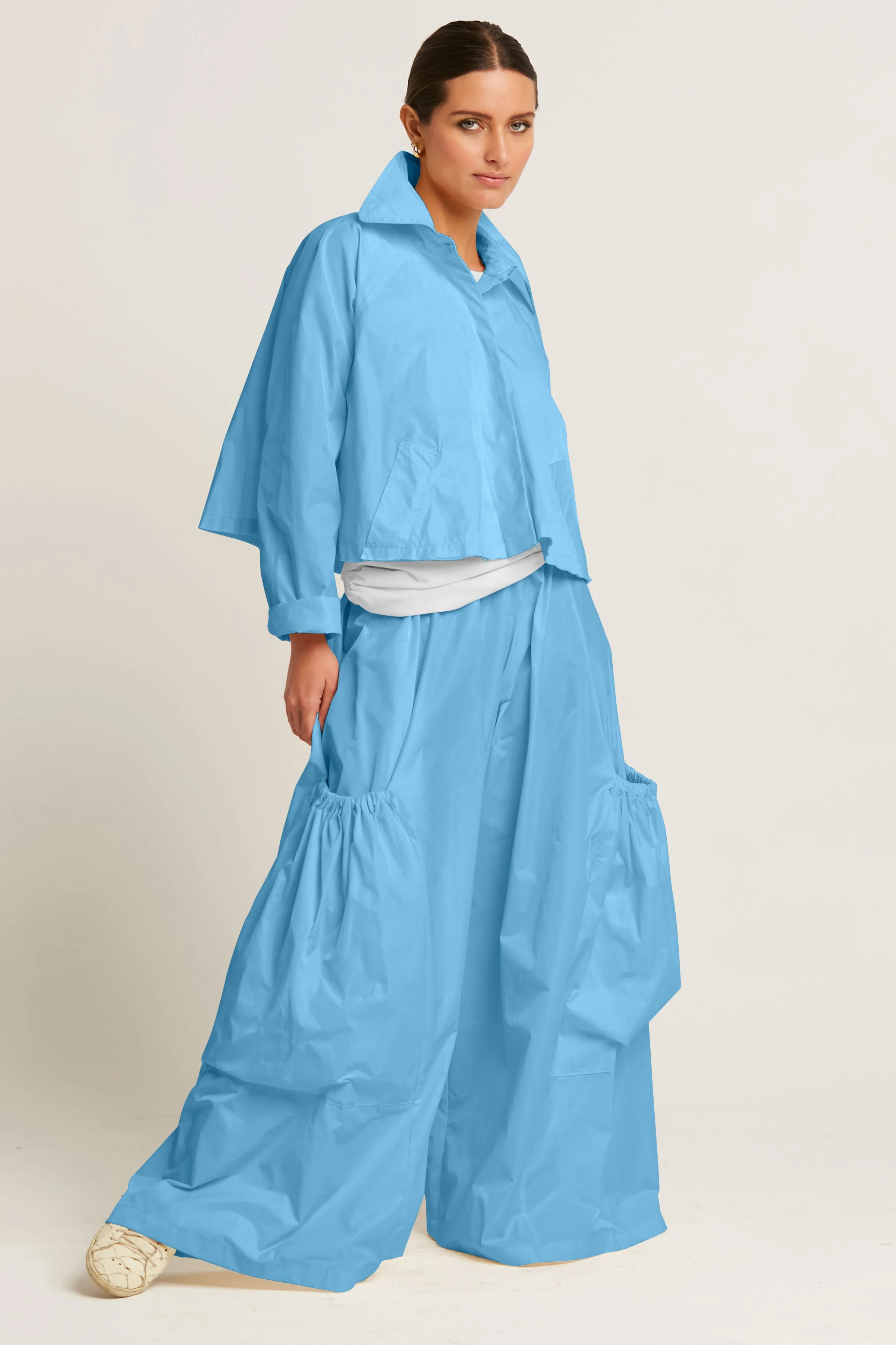 Nylon Cropped Swing Jacket