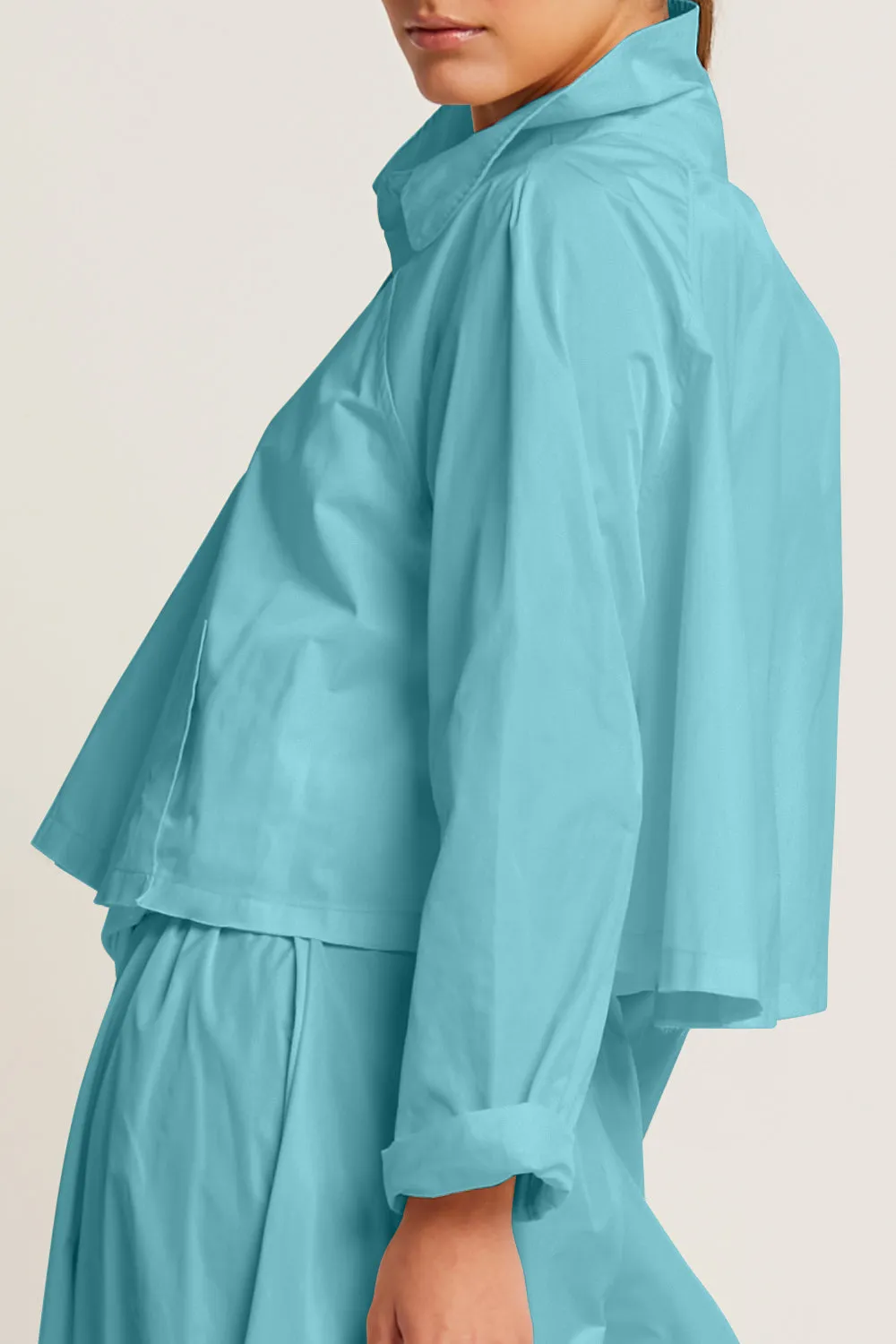 Nylon Cropped Swing Jacket