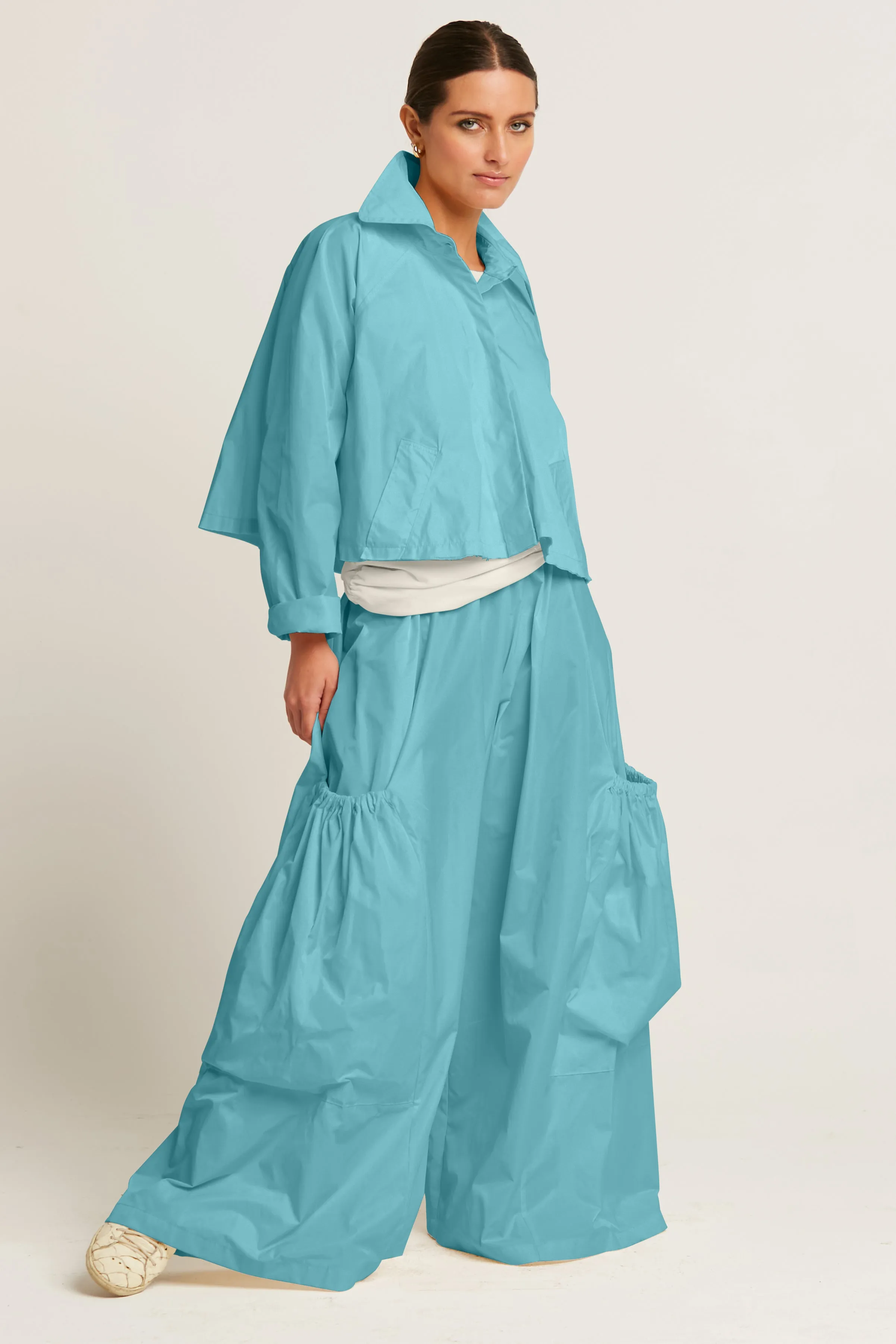Nylon Cropped Swing Jacket