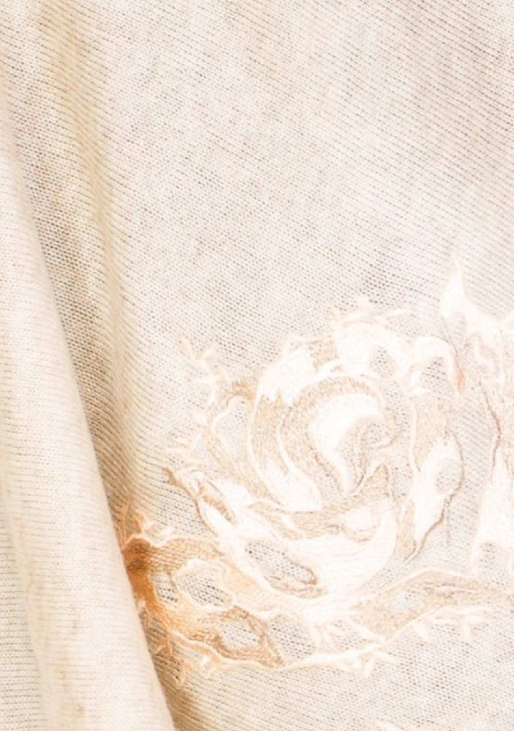 Oatmeal Melange Wool Poncho
Lt. Gold Appliqués