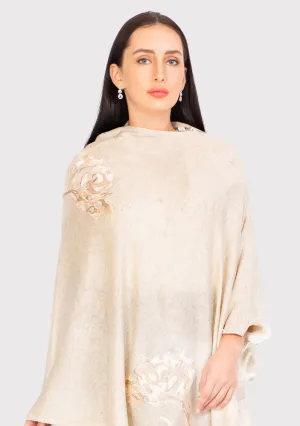 Oatmeal Melange Wool Poncho
Lt. Gold Appliqués