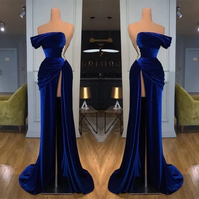 Off-the-Shoulder Mermaid Long Prom Dress With Split