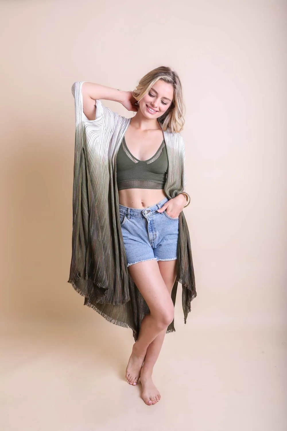 Ombre Vertical Stitched Kimono