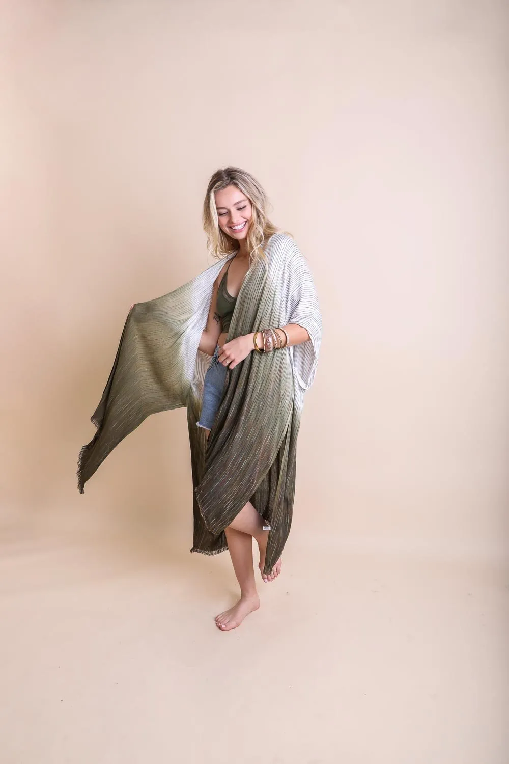 Ombre Vertical Stitched Kimono