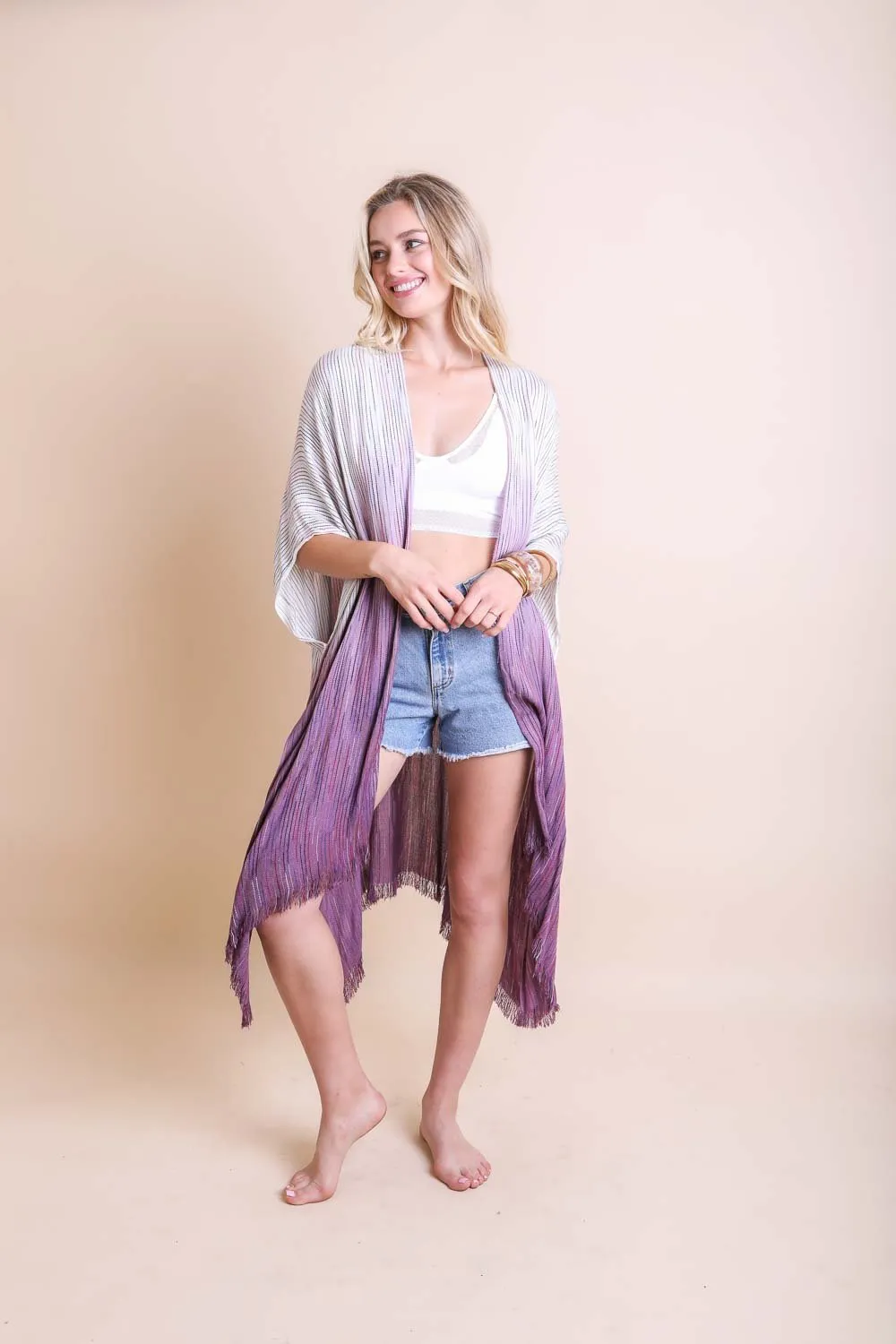 Ombre Vertical Stitched Kimono