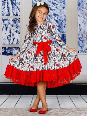 Parisian Dreams Ruffle Lace Hem Dress