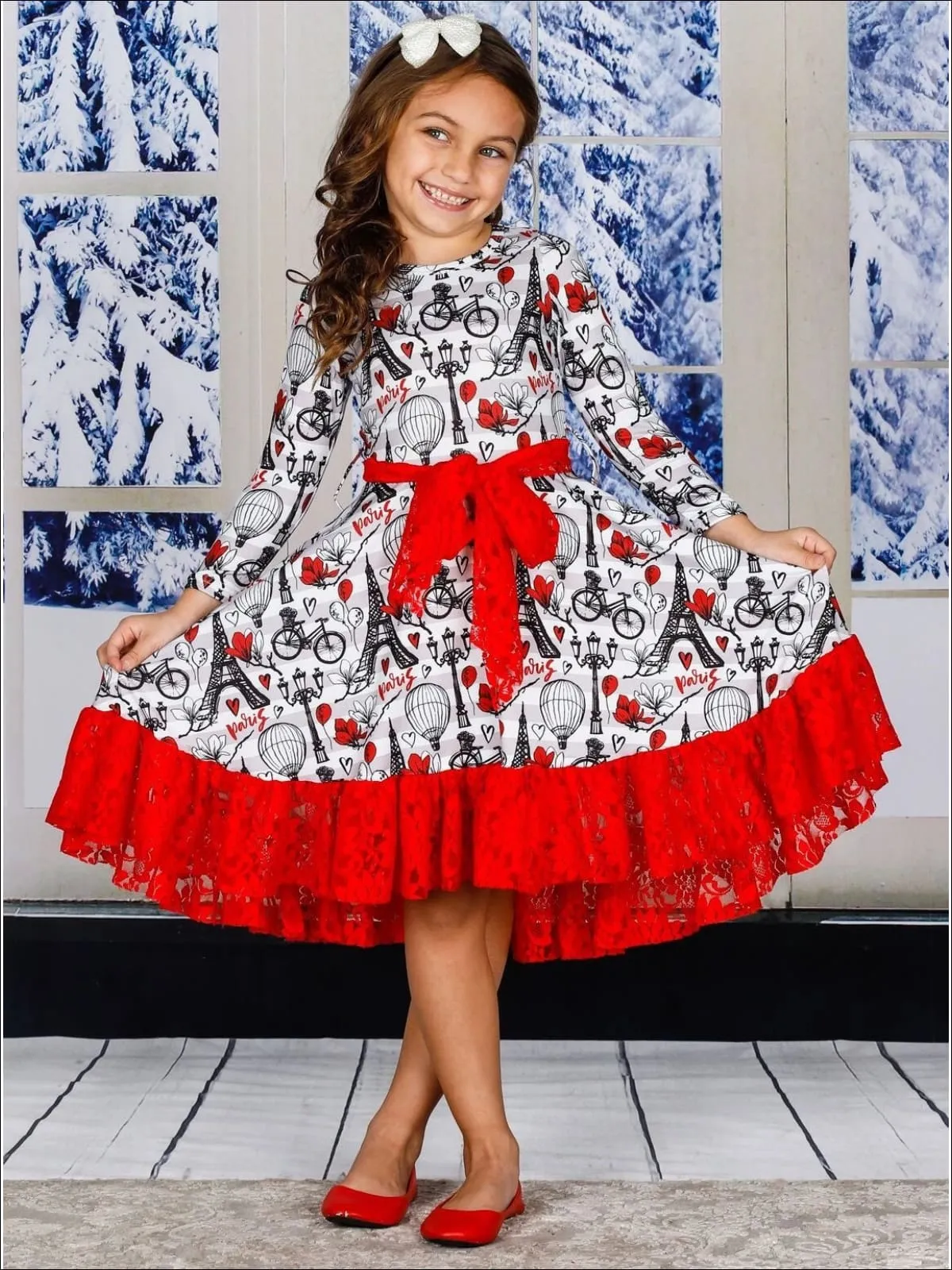 Parisian Dreams Ruffle Lace Hem Dress