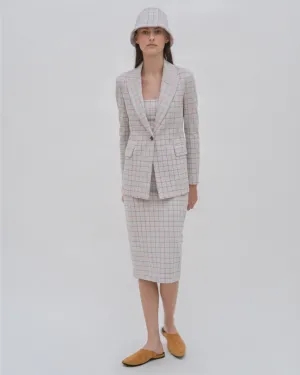 PEAK LAPEL JACKET - STRIPED WINDOWPANE JACQUARD