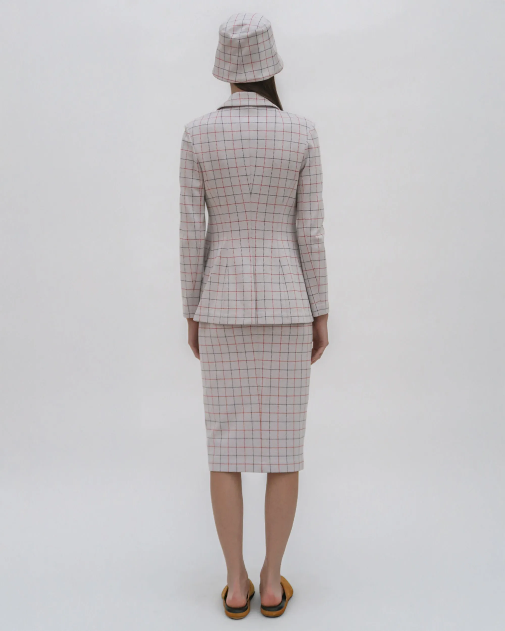 PEAK LAPEL JACKET - STRIPED WINDOWPANE JACQUARD