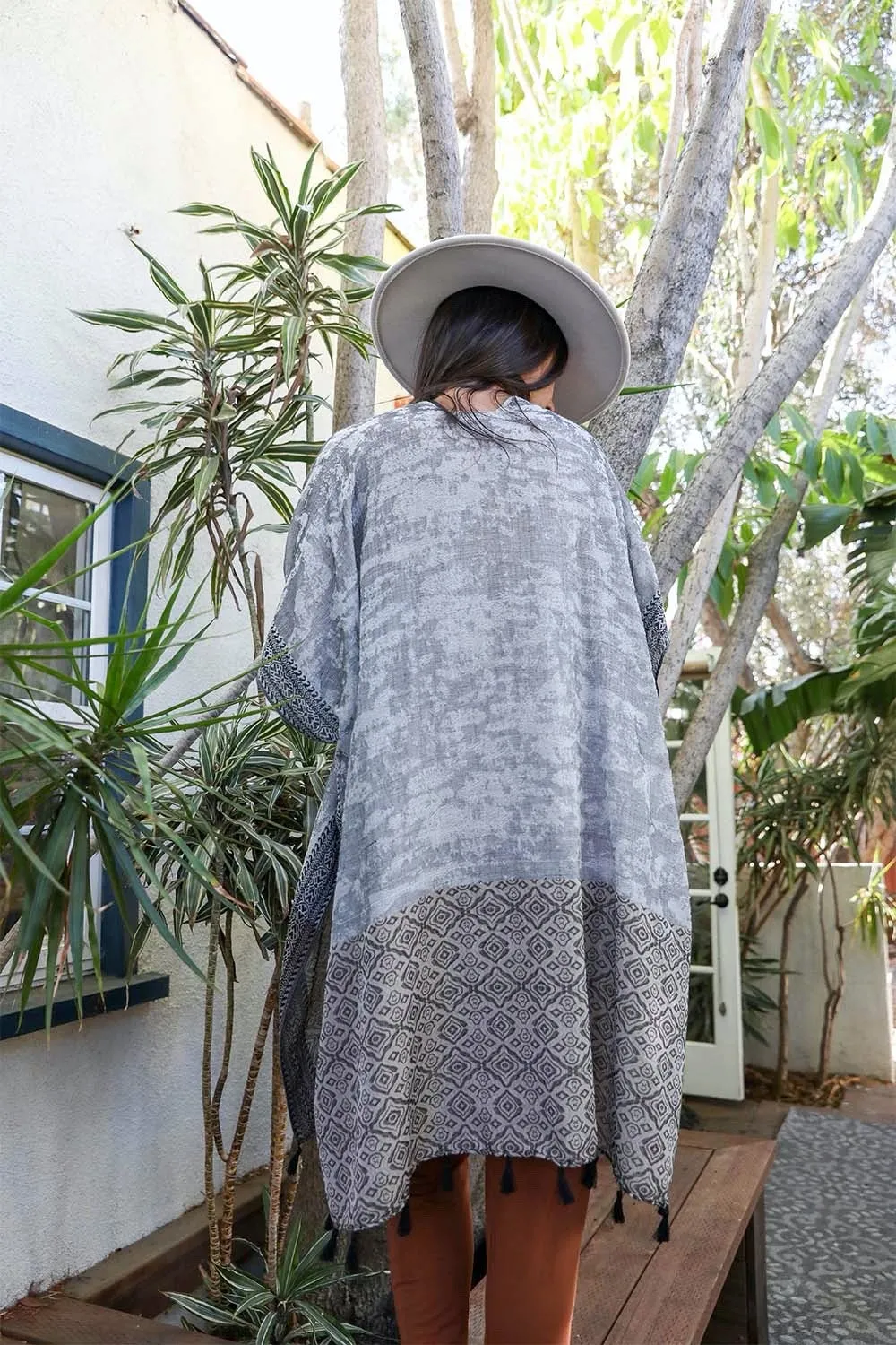 Persian Style Two Tone Tassel Kimono - 4 colors