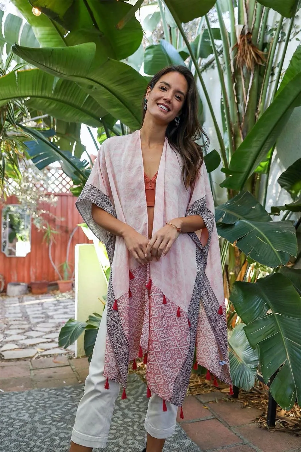 Persian Style Two Tone Tassel Kimono - 4 colors