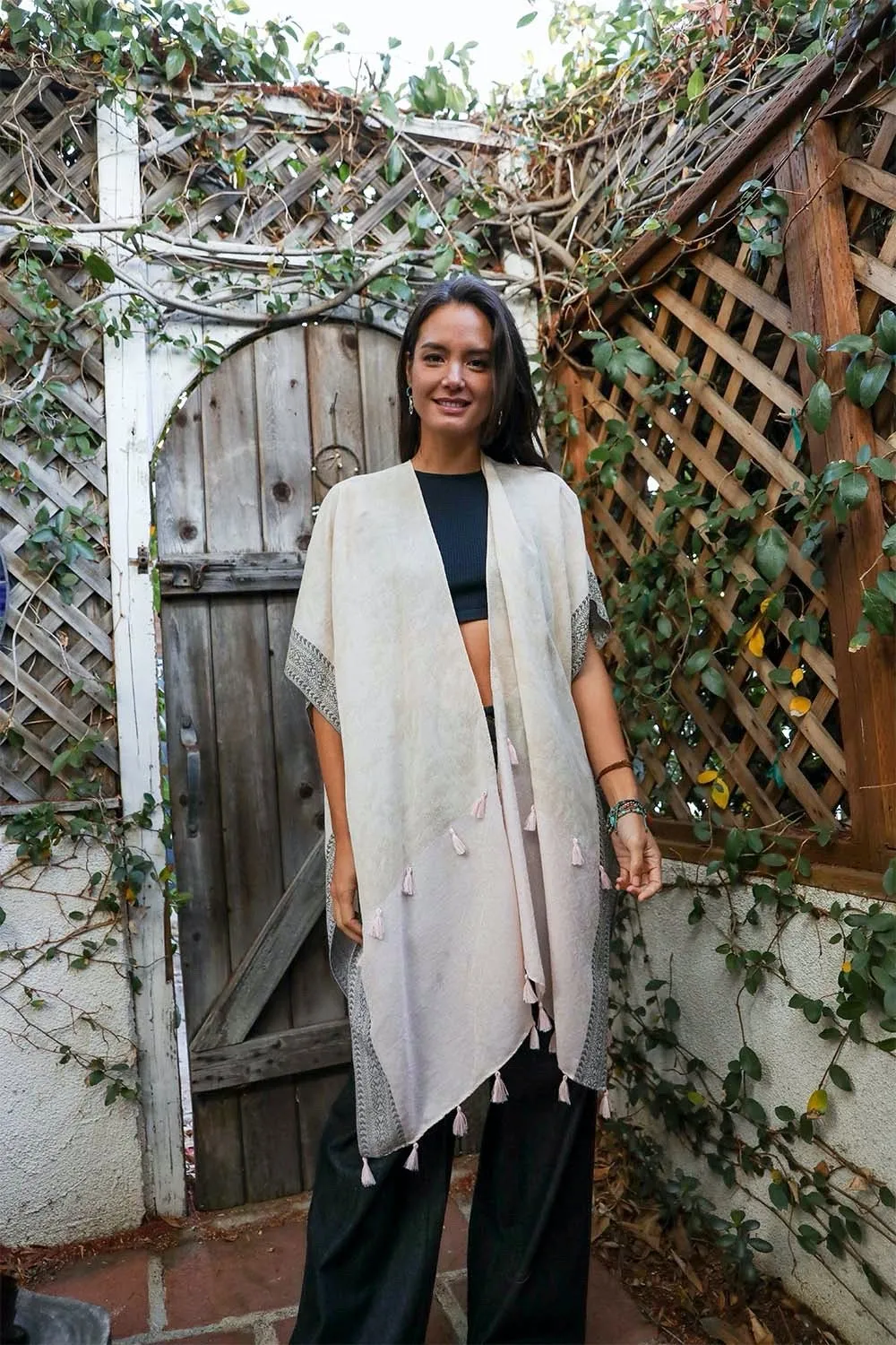Persian Style Two Tone Tassel Kimono - 4 colors