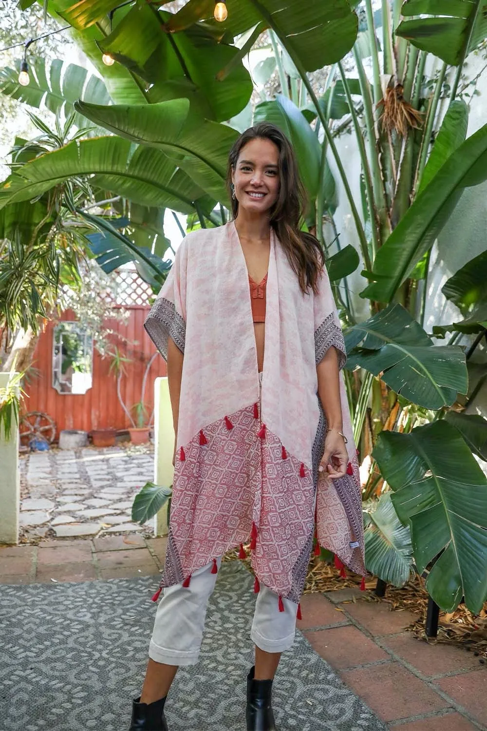 Persian Style Two Tone Tassel Kimono - 4 colors