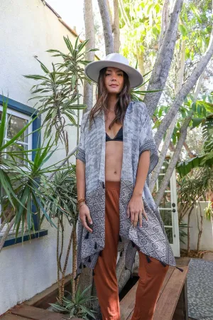 Persian Style Two Tone Tassel Kimono - 4 colors