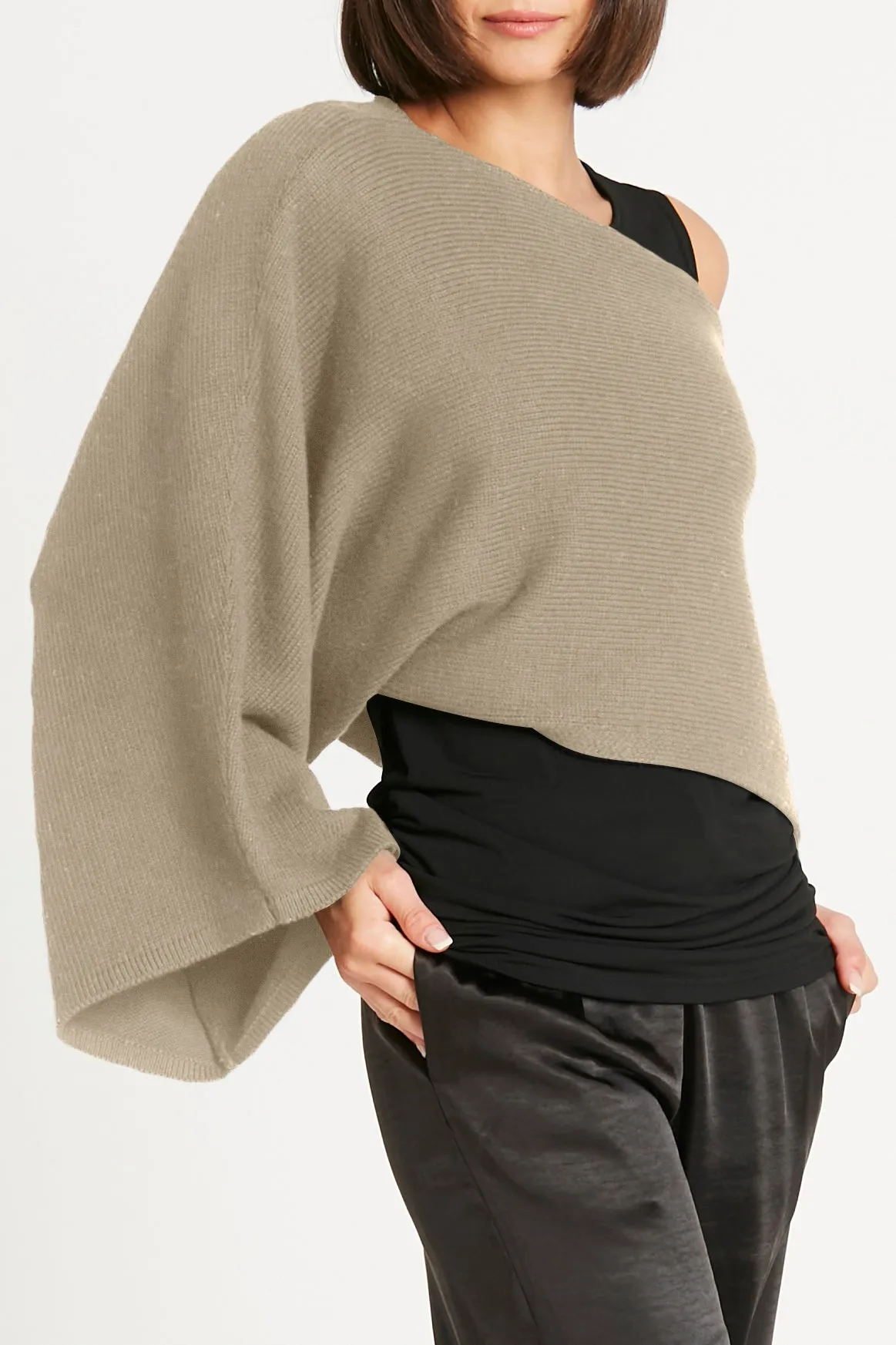 Pima Cotton Slip On Poncho Sweater