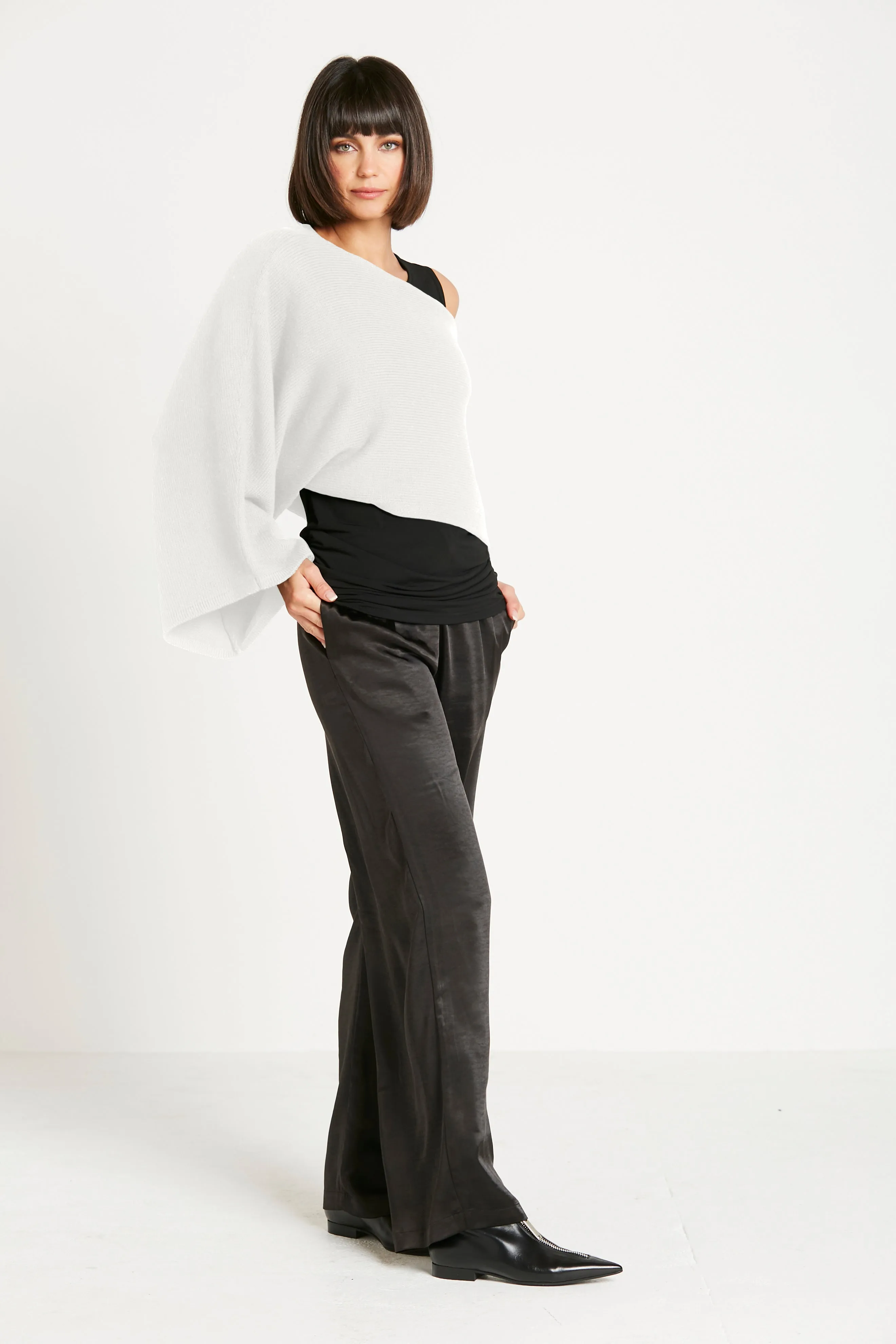 Pima Cotton Slip On Poncho Sweater