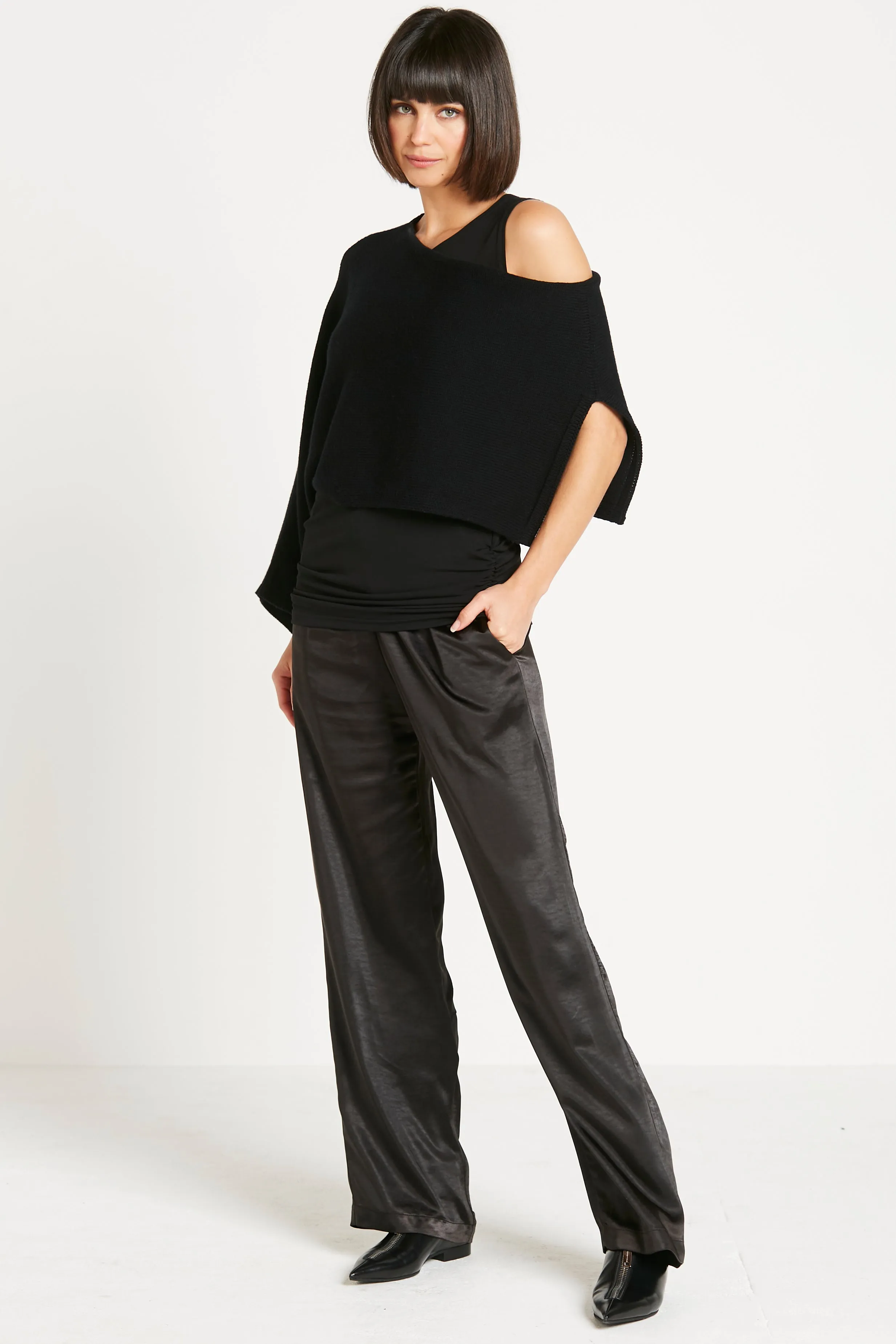 Pima Cotton Slip On Poncho Sweater