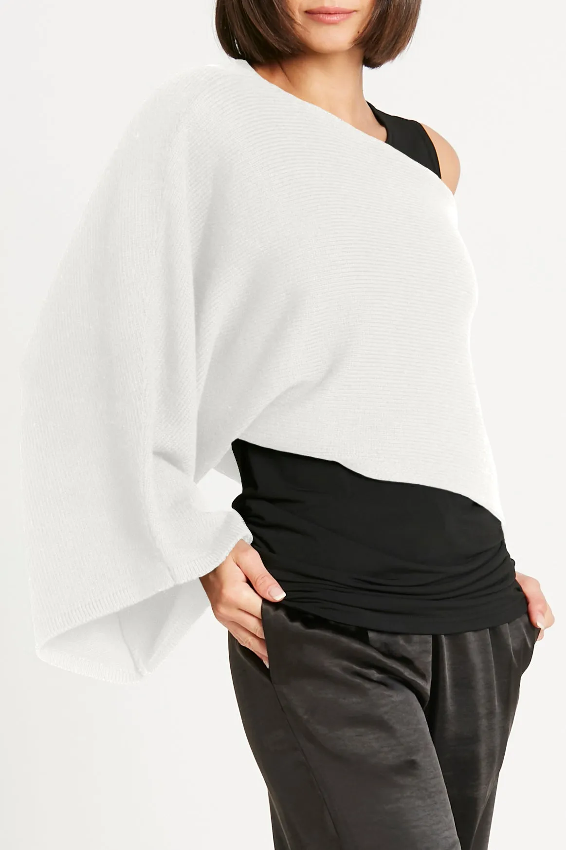 Pima Cotton Slip On Poncho Sweater