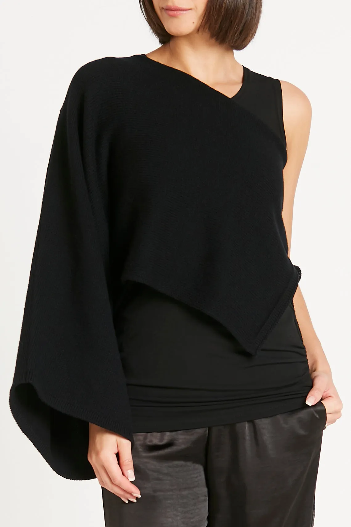 Pima Cotton Slip On Poncho Sweater
