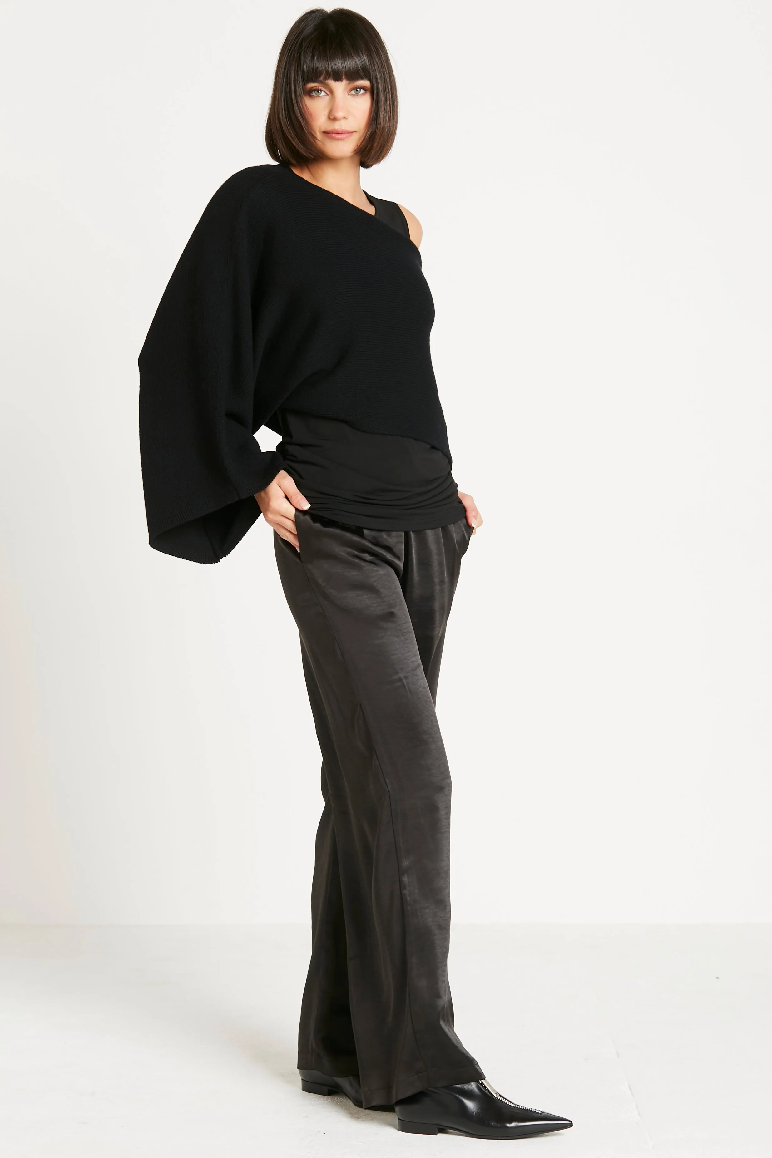 Pima Cotton Slip On Poncho Sweater