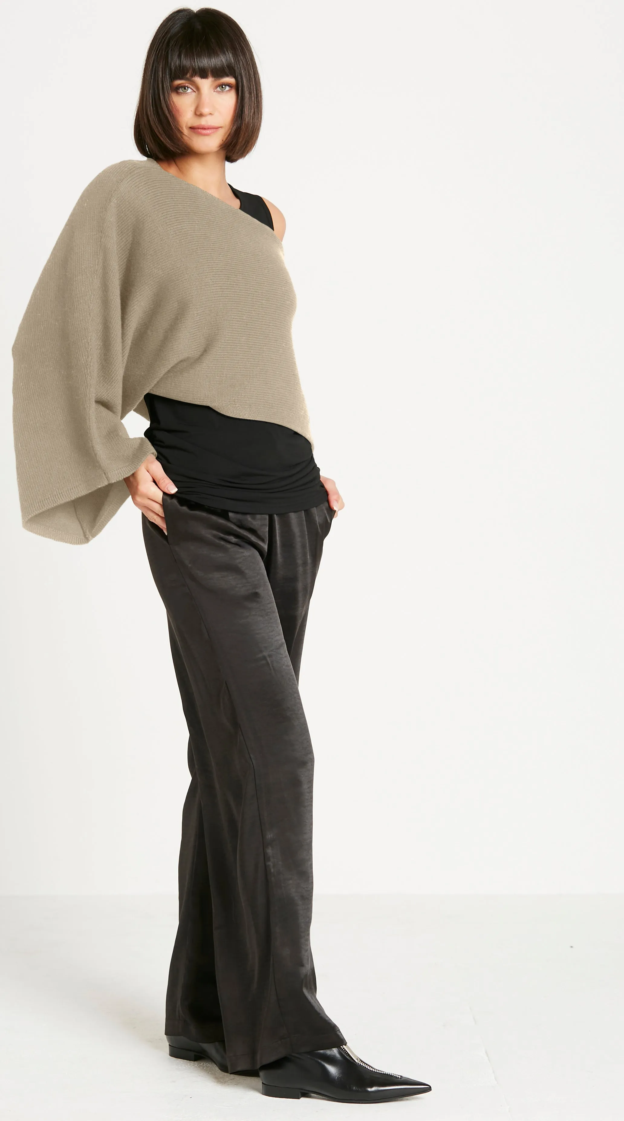 Pima Cotton Slip On Poncho Sweater