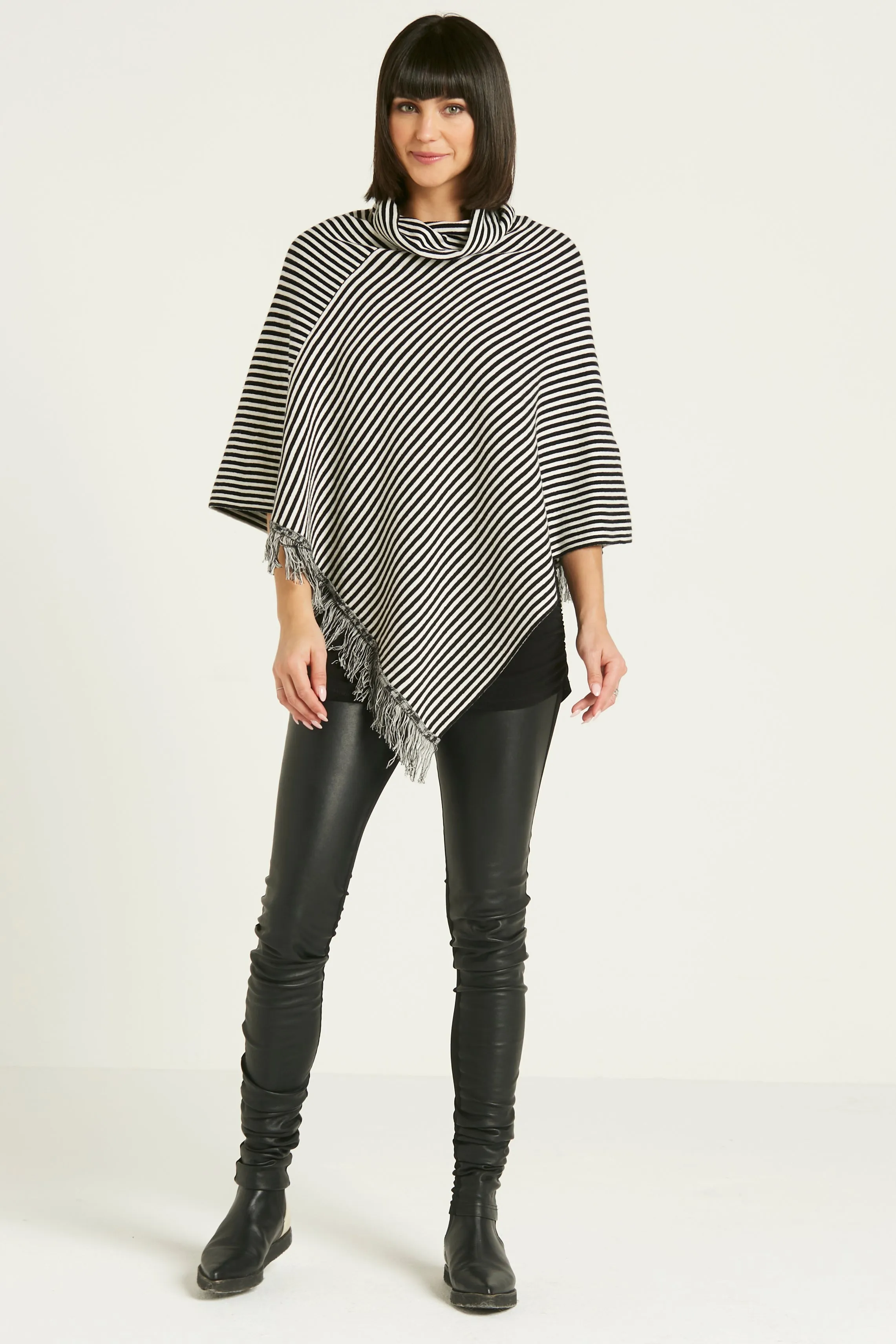 Pima Cotton Striped Poncho