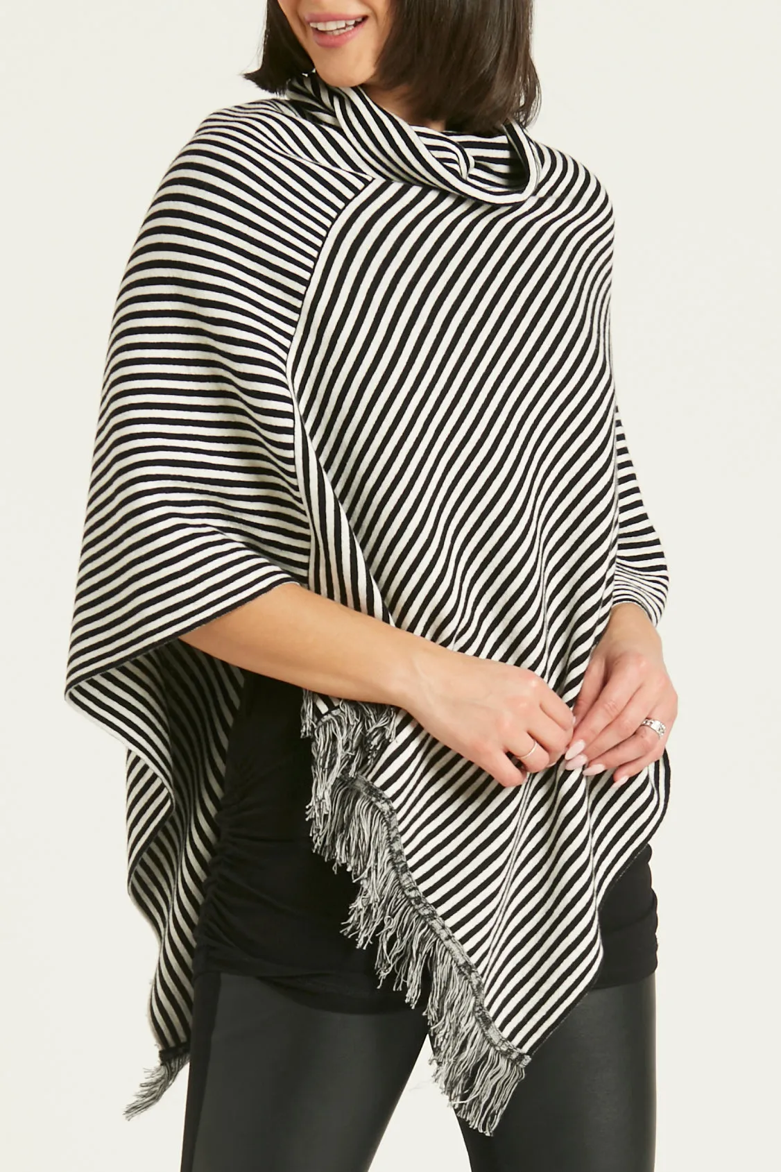 Pima Cotton Striped Poncho