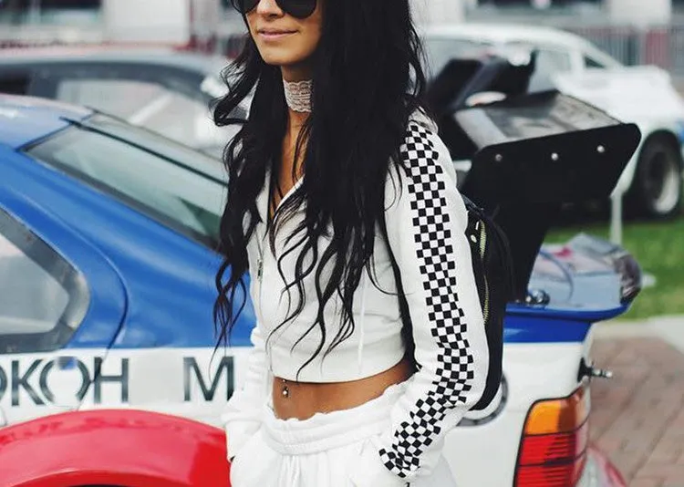 Plaid Printed Hooded Short Long Sleeve Cardigan Coat