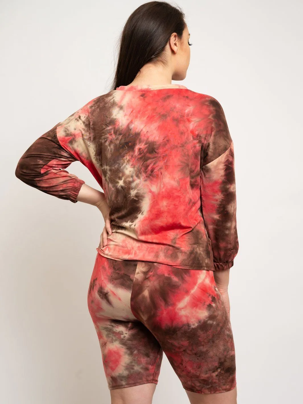PLUS SIZE TIE DYE LONG SLEEVE TOP