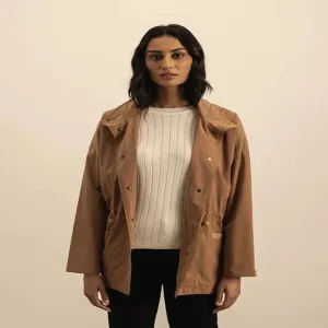 Polo Ladies Long Sleeve Parka Jacket Camel