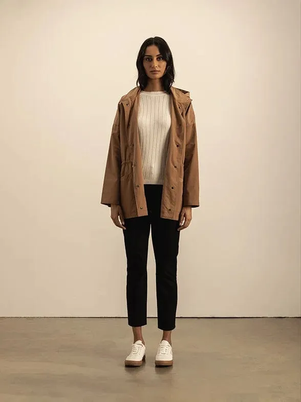 Polo Ladies Long Sleeve Parka Jacket Camel