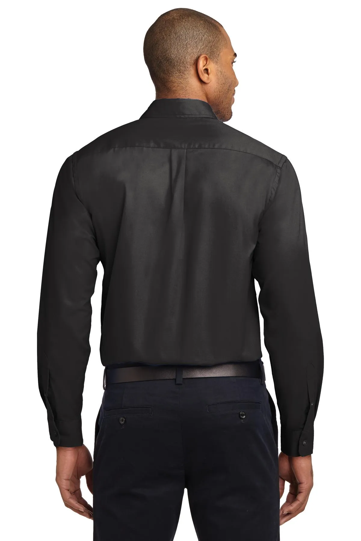 Port Authority Extended Size Long Sleeve Easy Care Shirt S608ES Black/ Light Stone