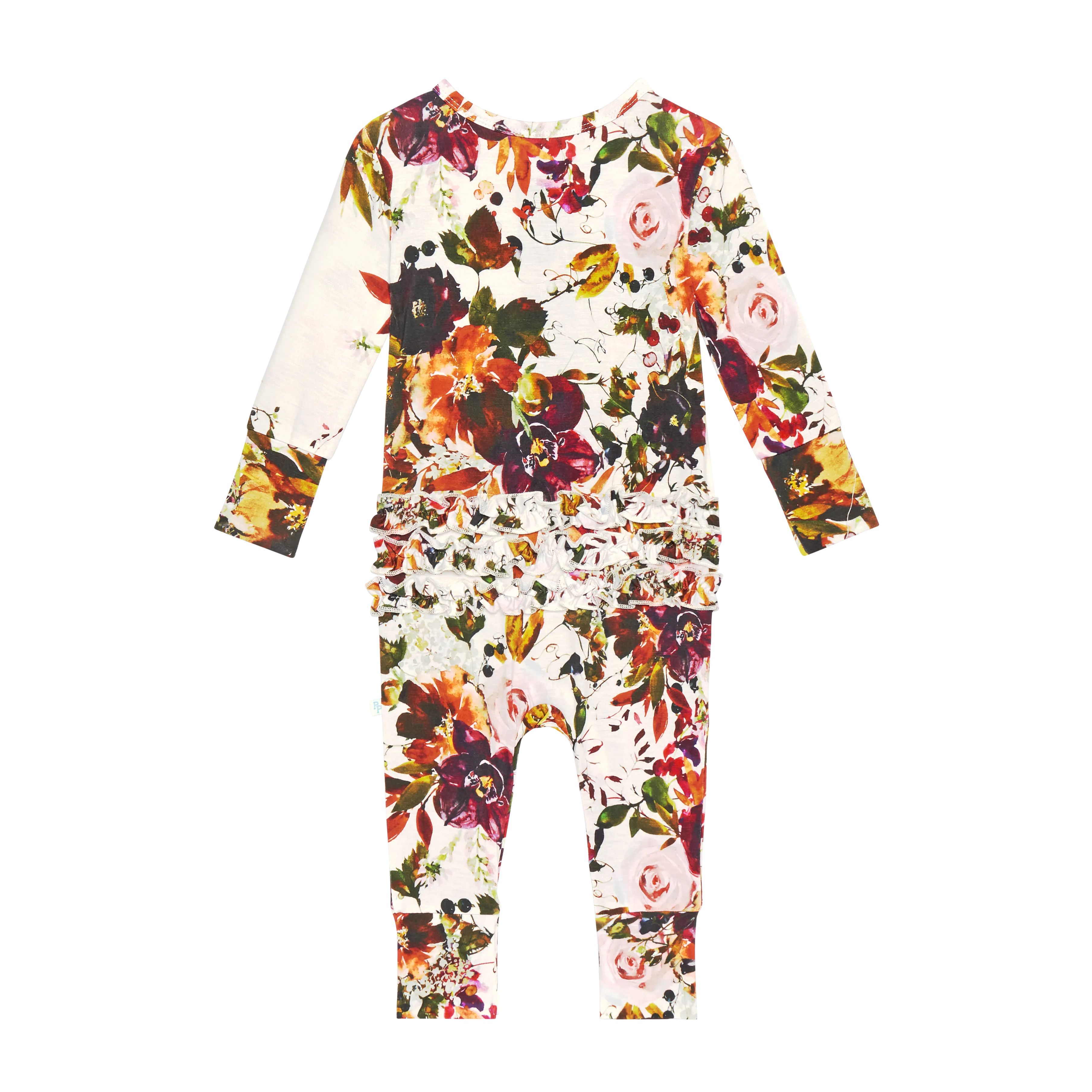 Posh Peanut Corinne L/S Ruffled Henley Romper
