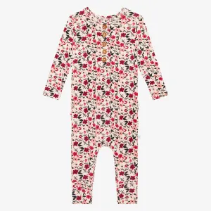 Posh Peanut Janie L/S Ruffled Henley Romper
