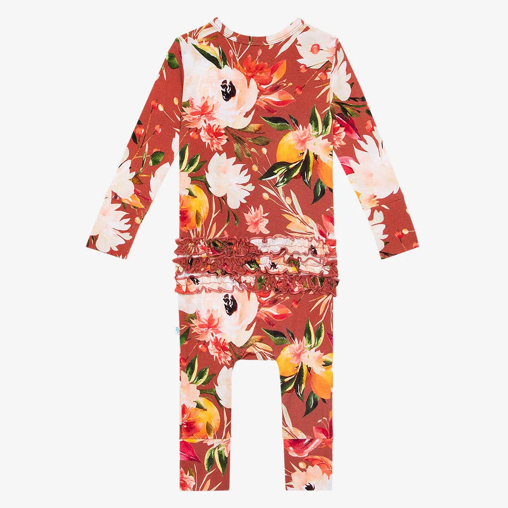 Posh Peanut Leonora L/S Ruffled Henley Romper