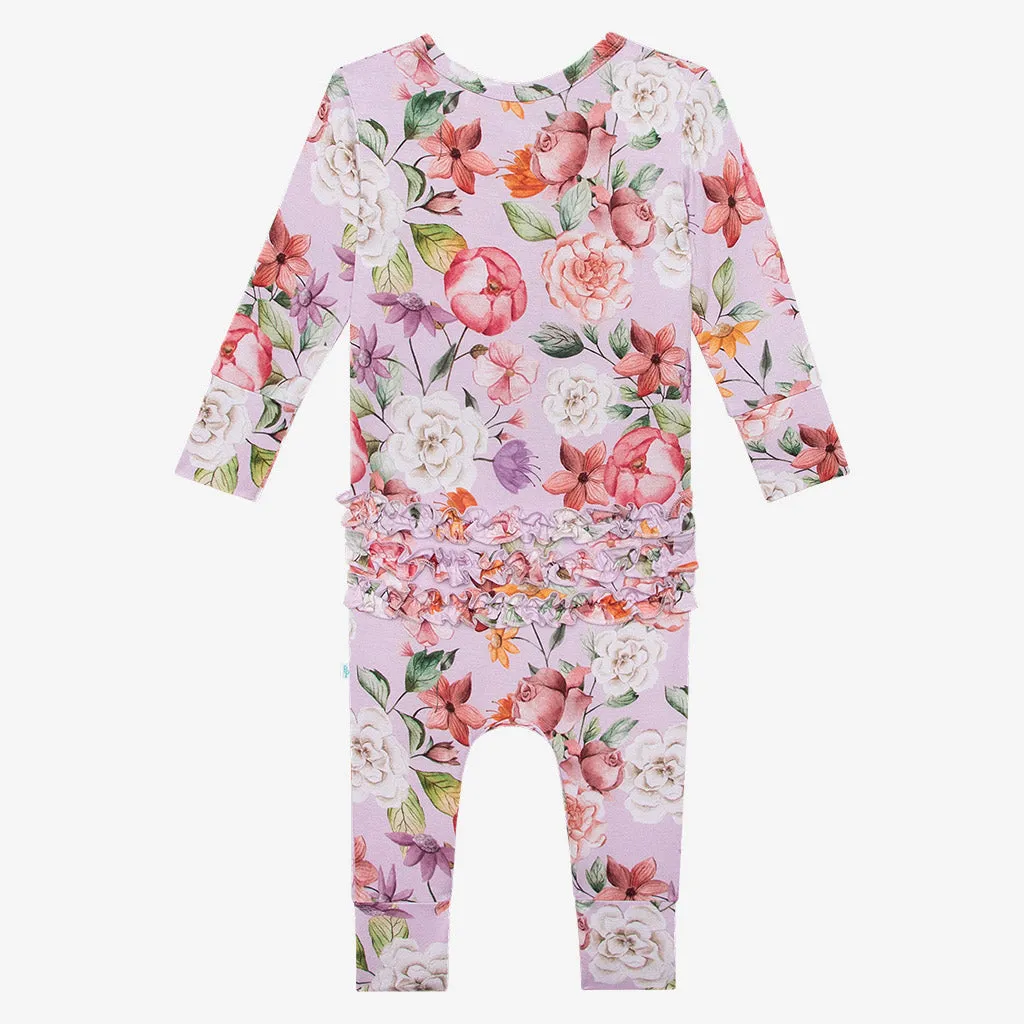 Posh Peanut Pari L/S Ruffled Henley Romper