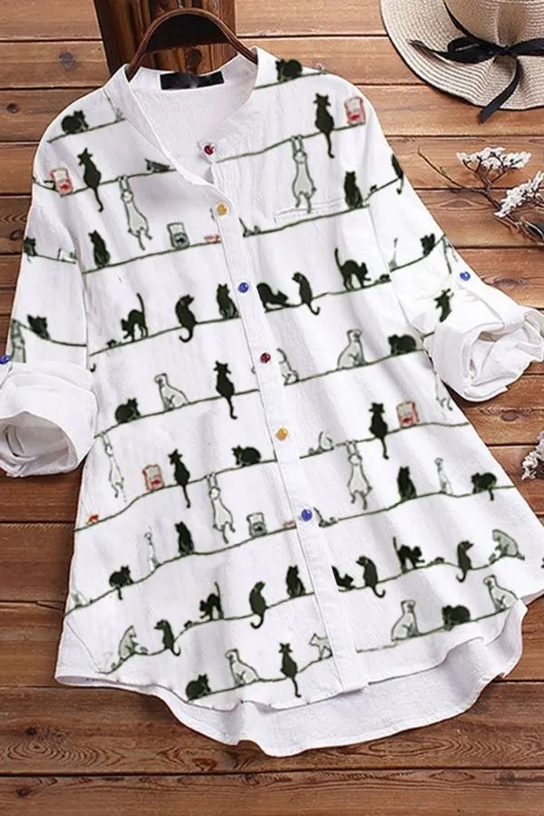 Printing Cotton Casual Blouse