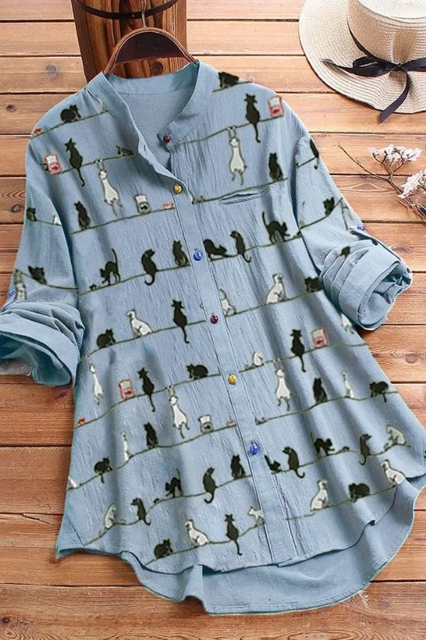 Printing Cotton Casual Blouse