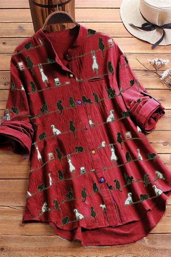 Printing Cotton Casual Blouse