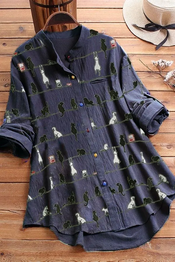 Printing Cotton Casual Blouse