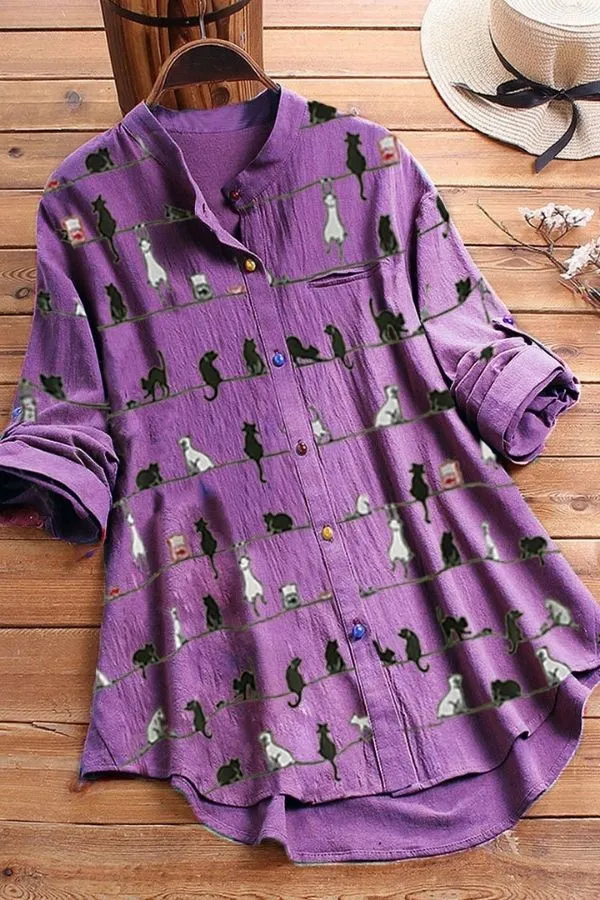Printing Cotton Casual Blouse