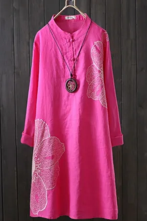 Printing Cotton Long Sleeve Blouse
