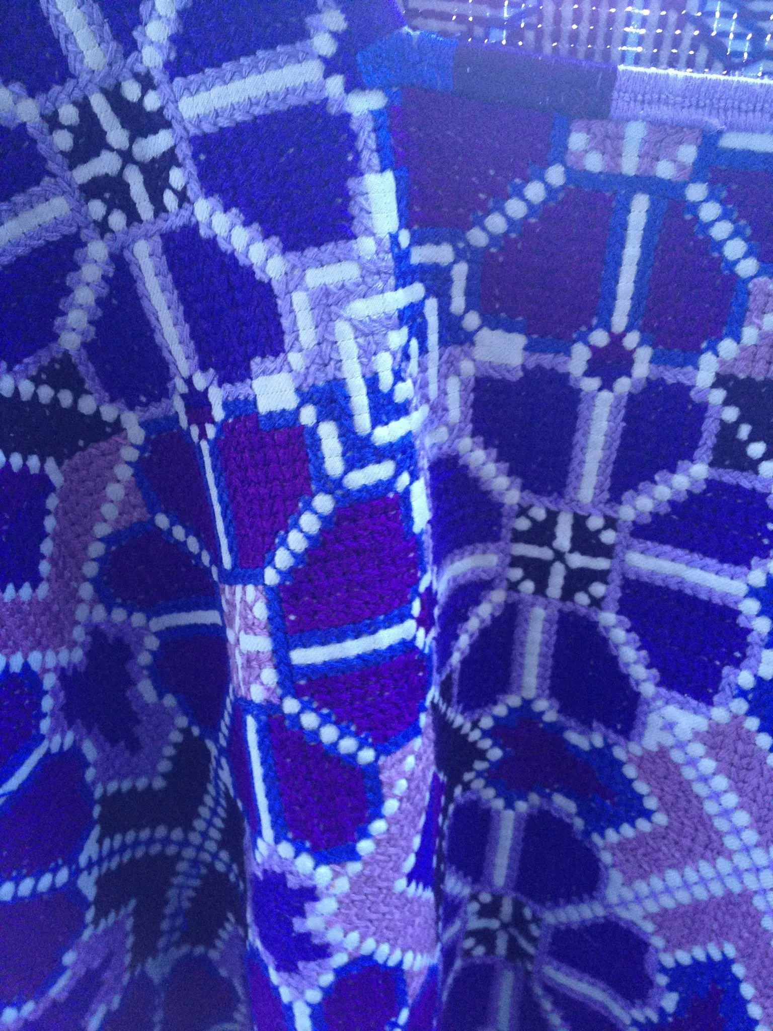 Purple cross stitch blouse top