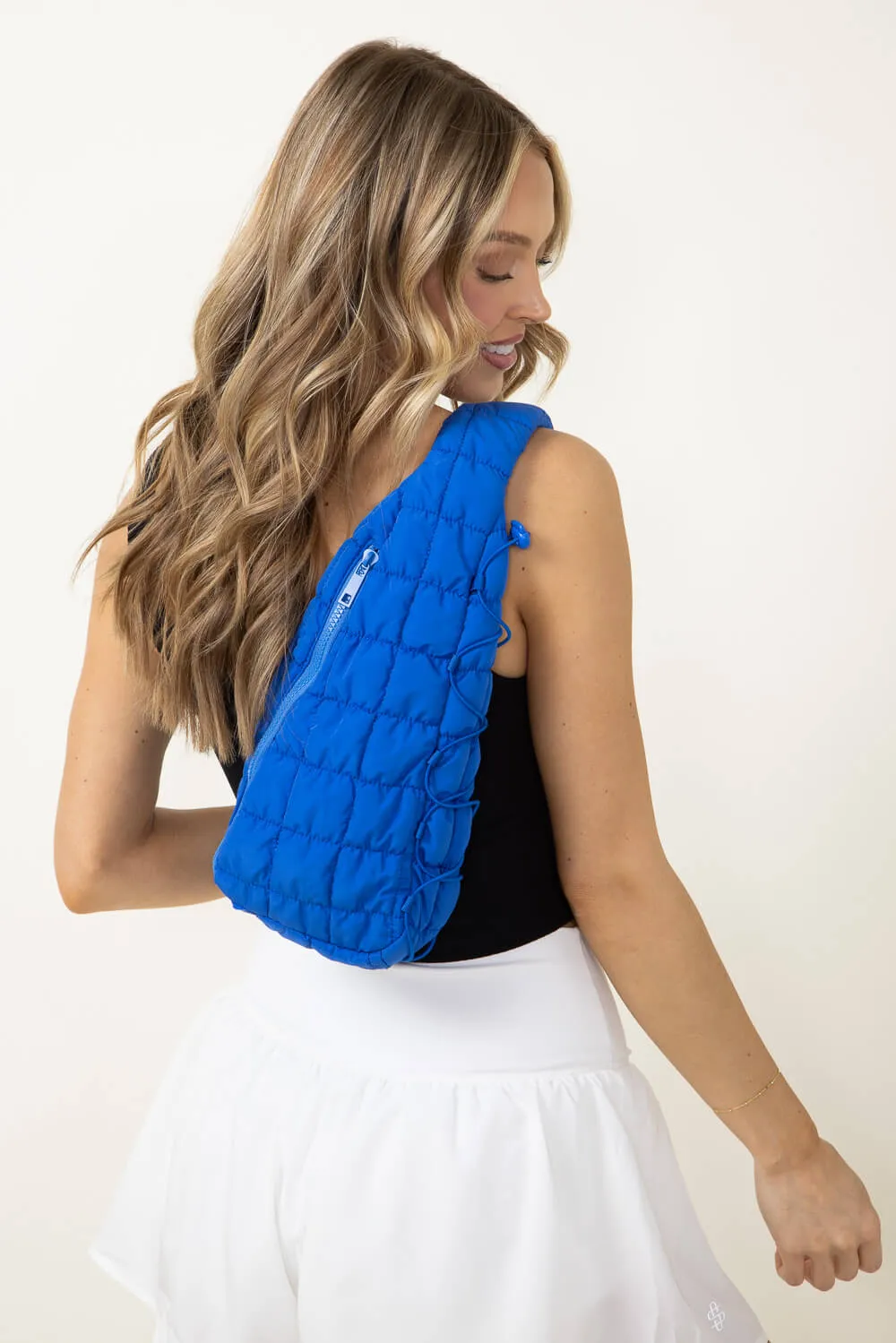Quilted Puffer Sling Bag for Women in Royal Blue | QBS410088-ROYALBLUE
