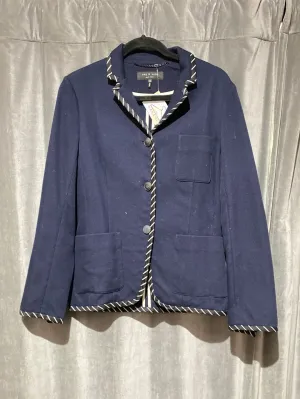 Rag & Bone Navy Cotton Blazer with Black and White Trim