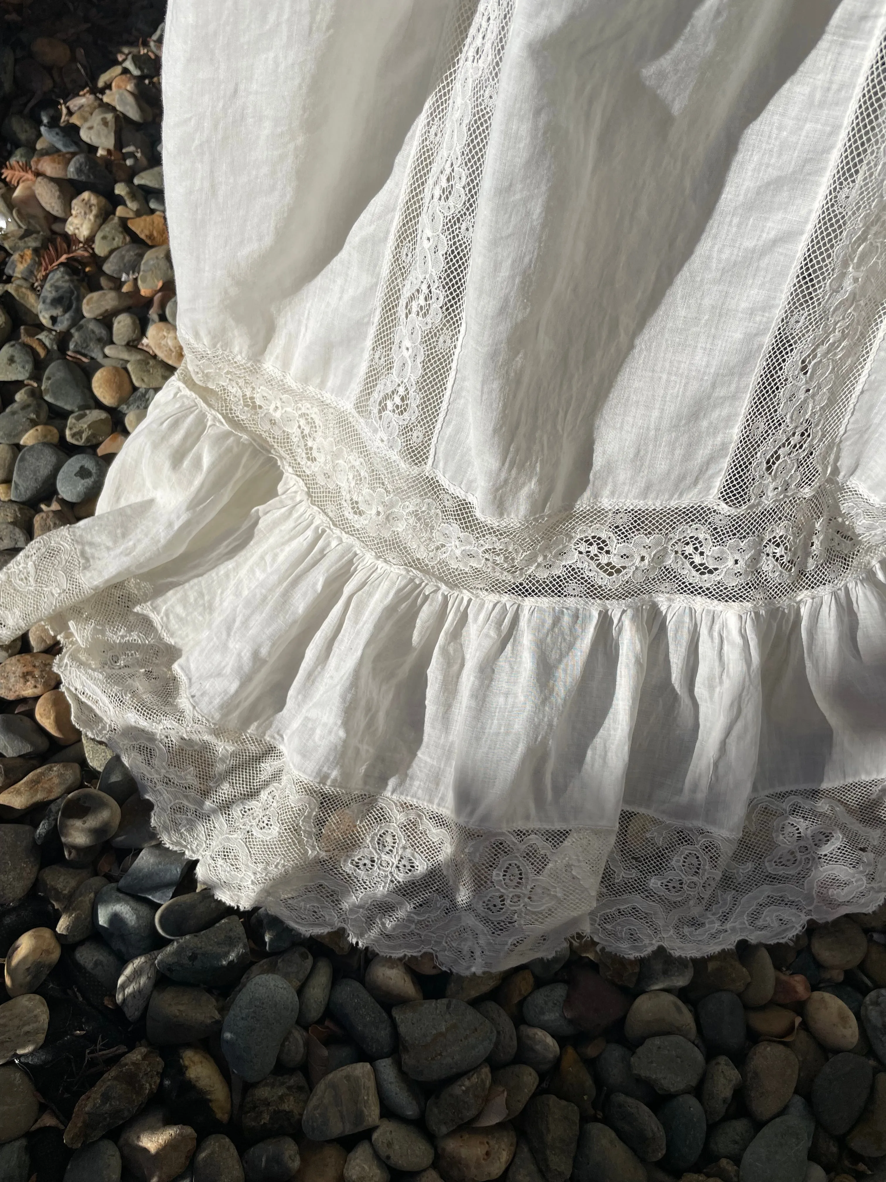 Rare Turn Of The Century Insertion Lace Ruffle Capelet Trousseau Peignoir